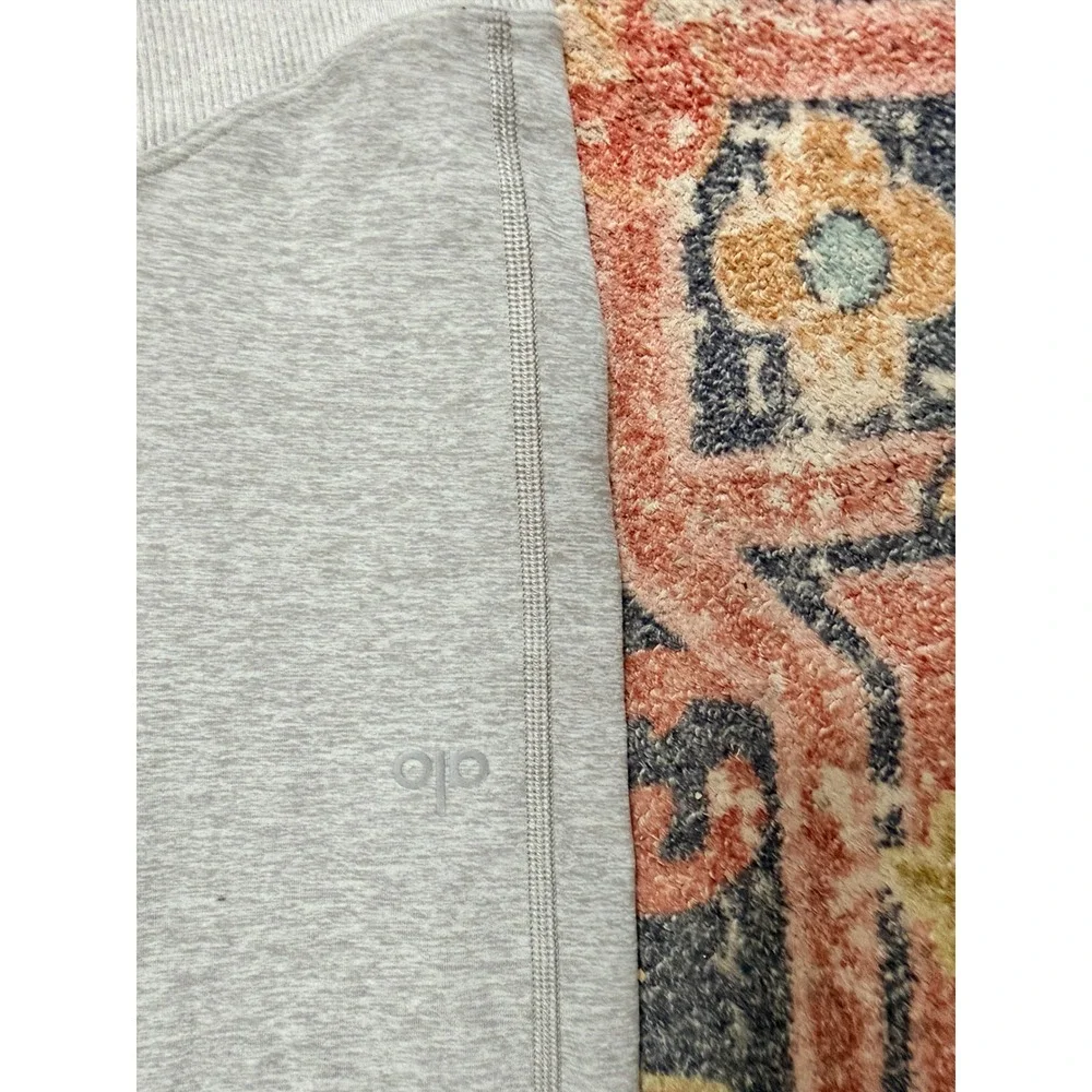 Alo Yoga Alosoft Lounge Leggings High Waisted Ribbed Cuff Heather Gray Small